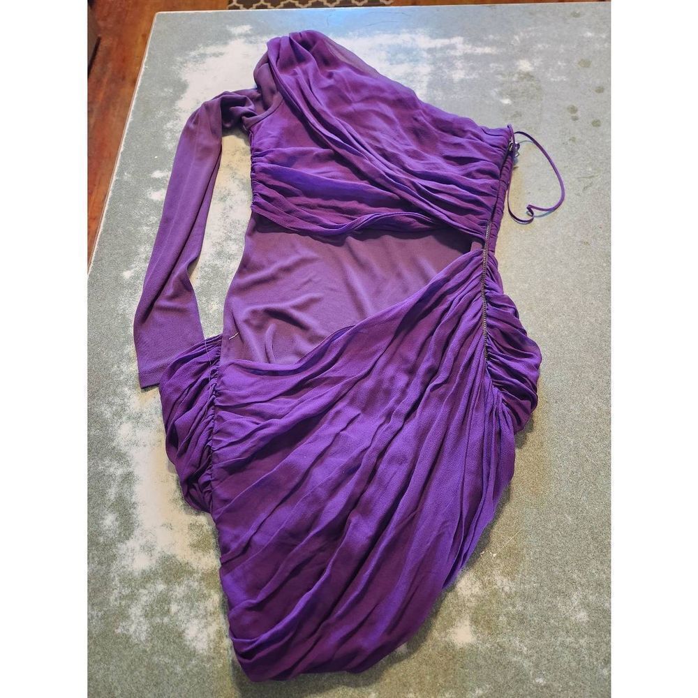 Alice+oliviaย purple one shoulderโruchedโdressโszโXS